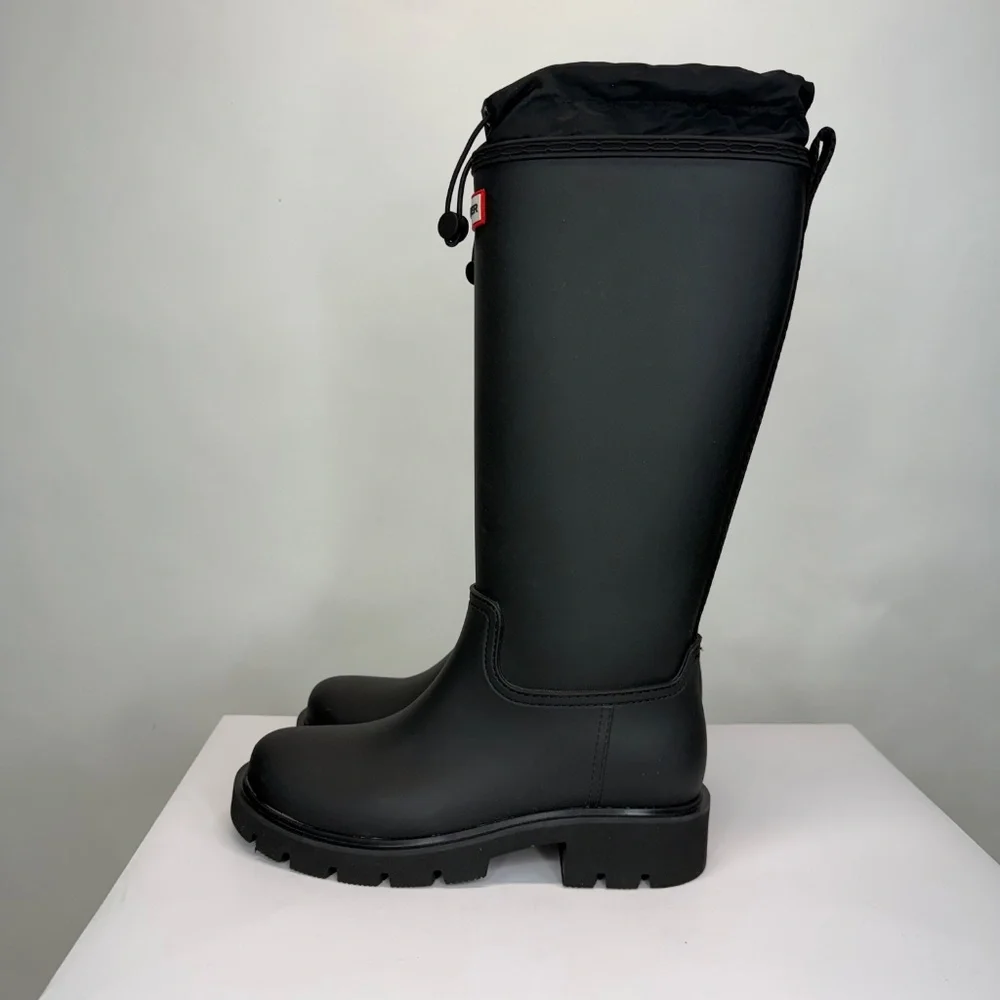New Hunter Carson Lug Sole Rain Boot Black Sz 9